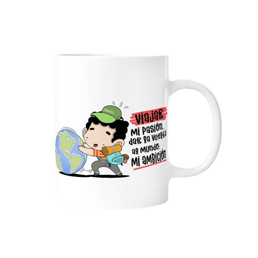 TAZA - VIAJAR MI PASIÓN, DAR LA VUELTA AL MUNDO MI AMBICIÓN (HOMBRE) de MALASAÑA