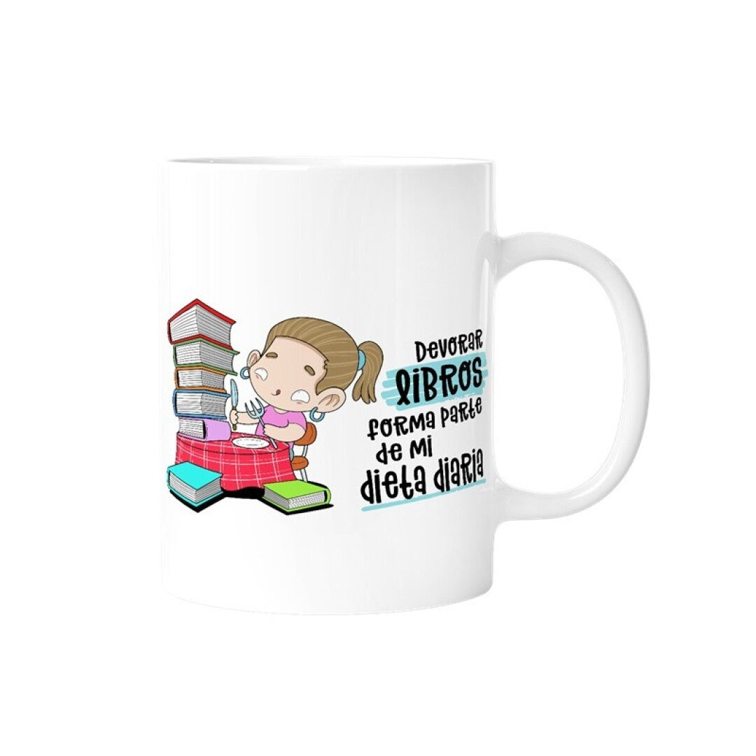 TAZA - DEVORAR LIBROS FORMA PARTE DE MI DIETA DIARIA (MUJER) de MALASAÑA