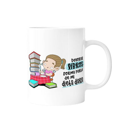 TAZA - DEVORAR LIBROS FORMA PARTE DE MI DIETA DIARIA (MUJER) de MALASAÑA