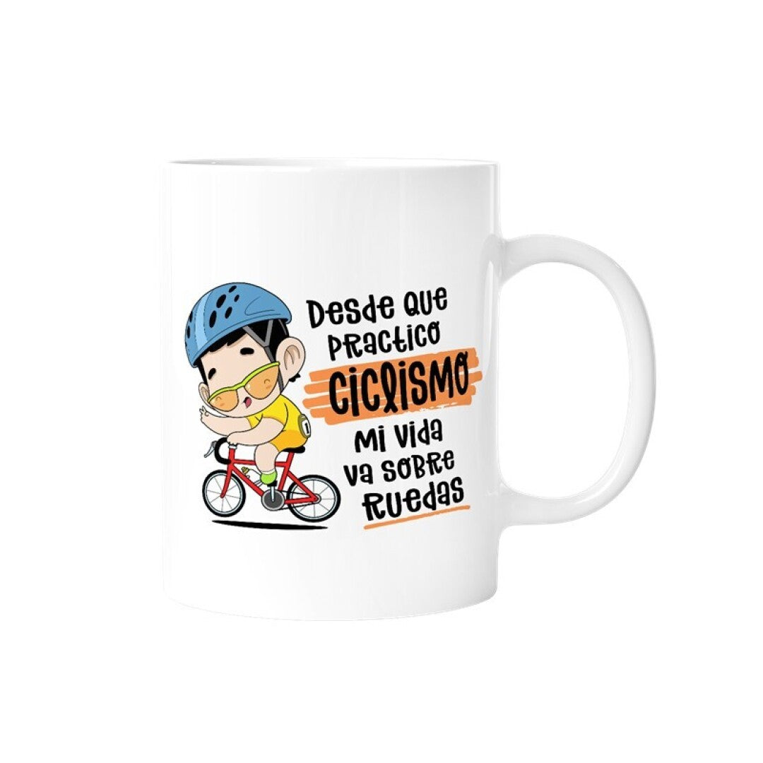 TAZA - DESDE QUE PRACTICO CICLISMO MI VIDA VA SOBRE RUEDAS (HOMBRE) de MALASAÑA