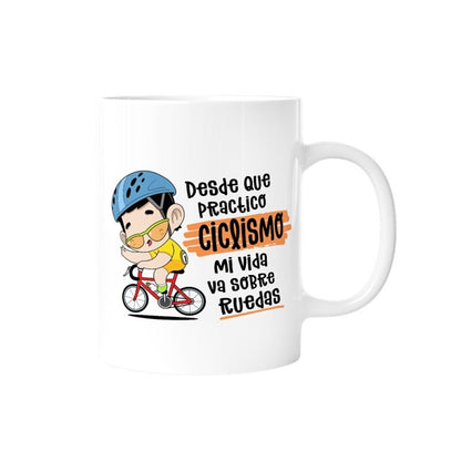 TAZA - DESDE QUE PRACTICO CICLISMO MI VIDA VA SOBRE RUEDAS (HOMBRE) de MALASAÑA