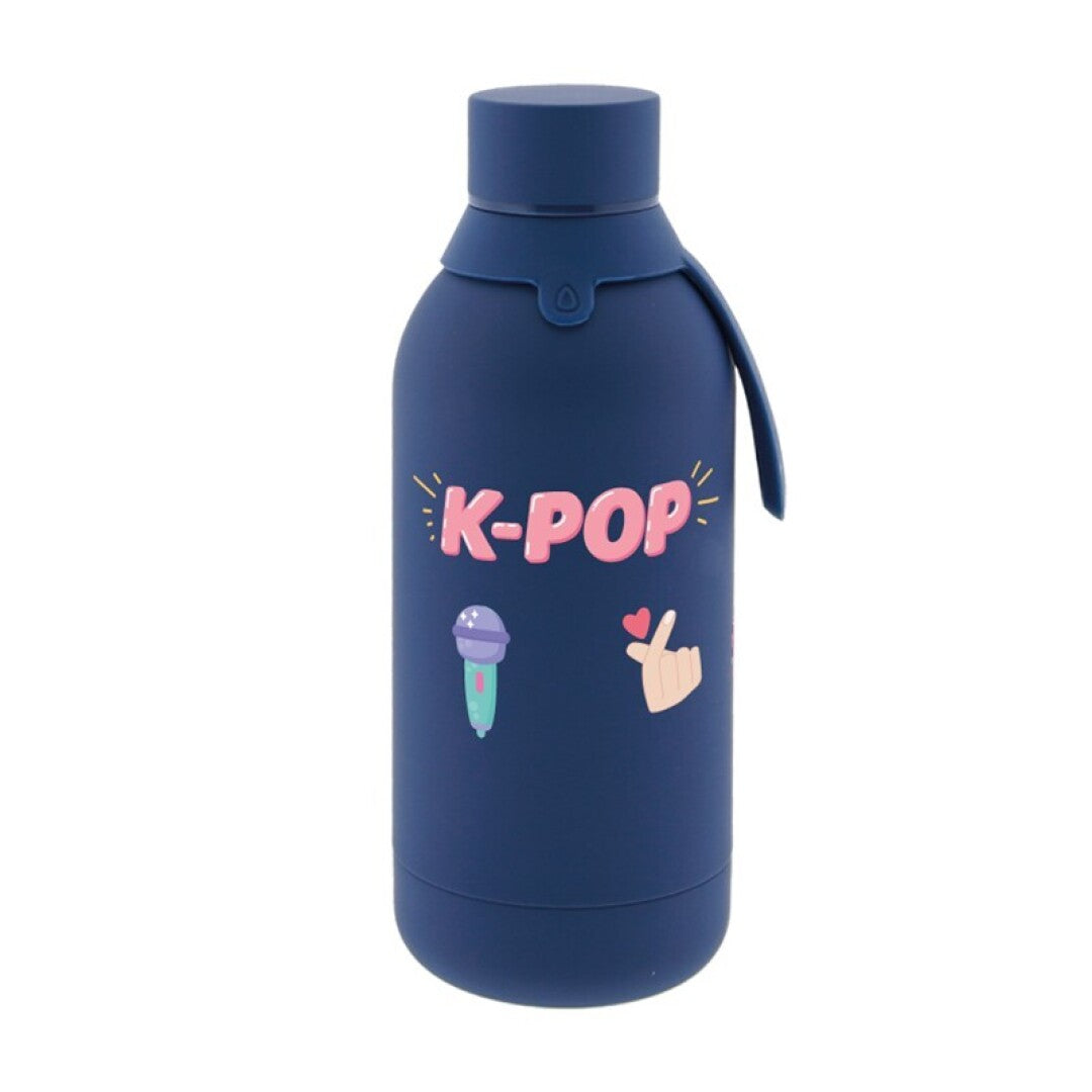 THERMAL BOTTLE WITH CERAMIC INTERIOR AND TWO HERMETIC CAPS 500ML - DARK BLUE K-POP