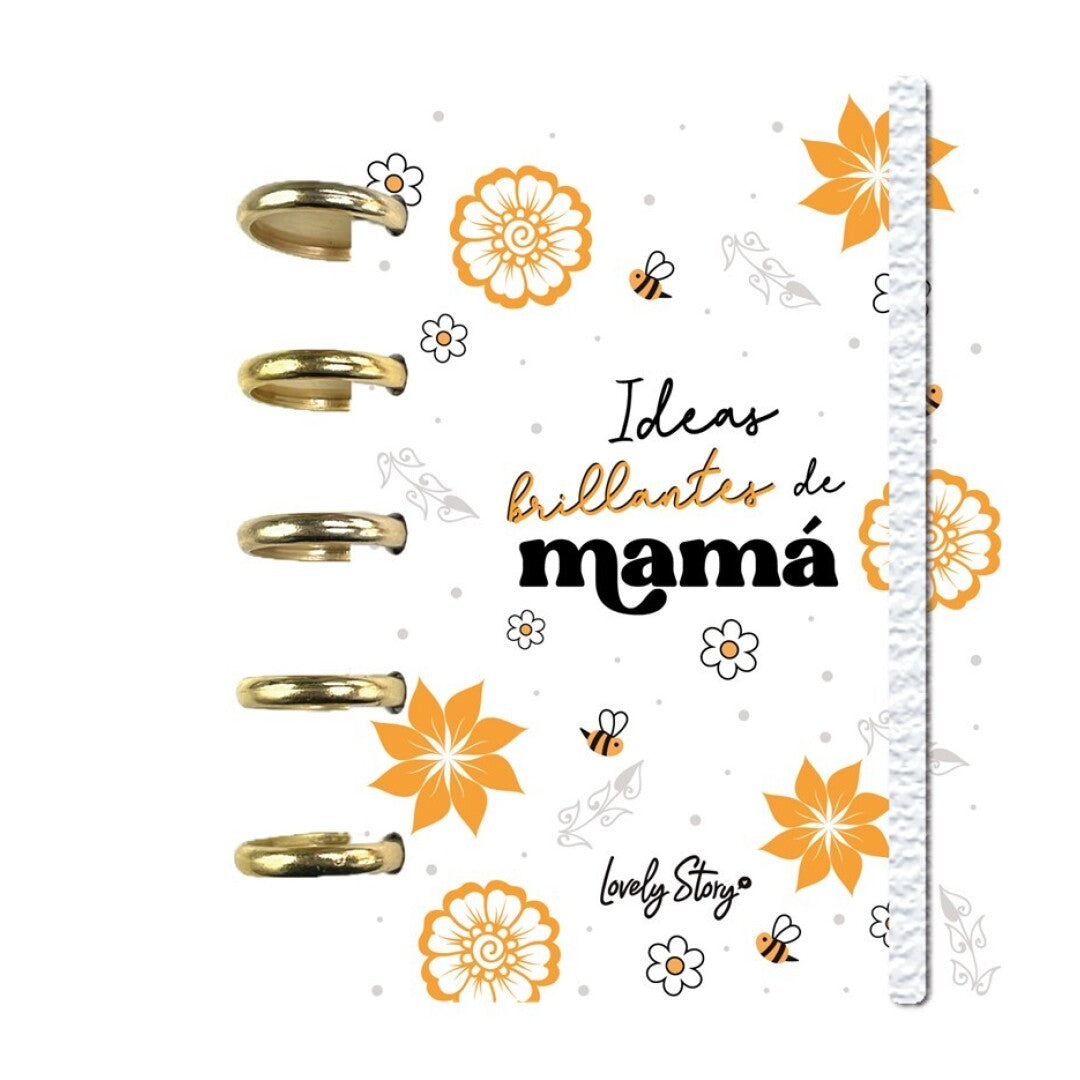 SMART BOOK A6 CON SISTEMA DE DISCOS - 100 HOJAS CUADRICULA 100GR - ICE - IDEAS BRILLANTES DE MAMÁ