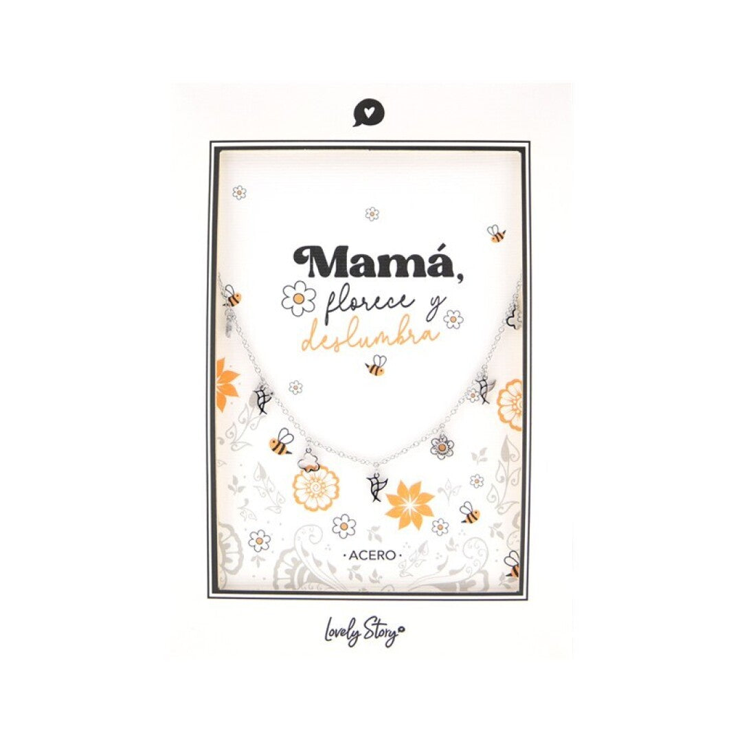 COLGANTE DE ACERO PLATEADO - MAMÁ, FLORECE Y DESLUMBRA