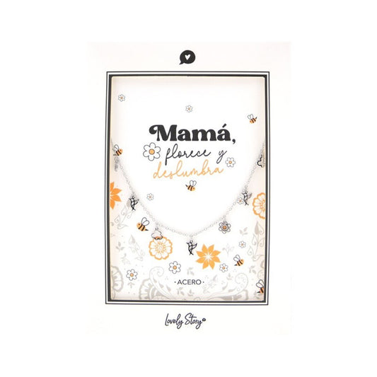 COLGANTE DE ACERO PLATEADO - MAMÁ, FLORECE Y DESLUMBRA