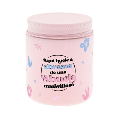 VELA AROMÁTICA  - PINK - AQUÍ HUELE A ABRAZOS DE UNA ABUELA MARAVILLOSA