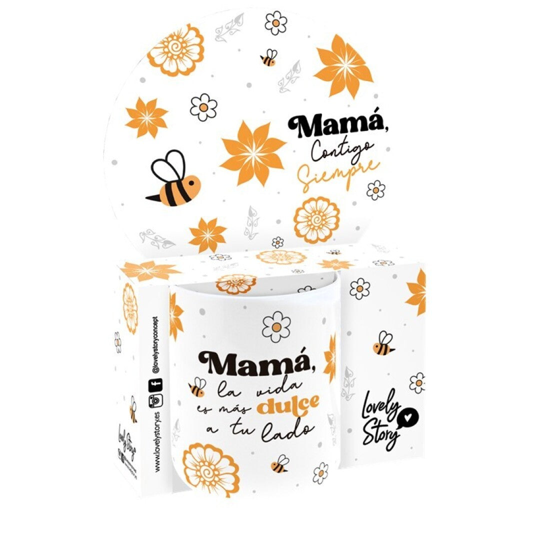 TAZA CERÁMICA 330ML - MAMÁ, LA VIDA ES MÁS DULCE A TU LADO