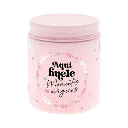 VELA AROMÁTICA - PINK - AQUÍ HUELE A MOMENTOS MÁGICOS