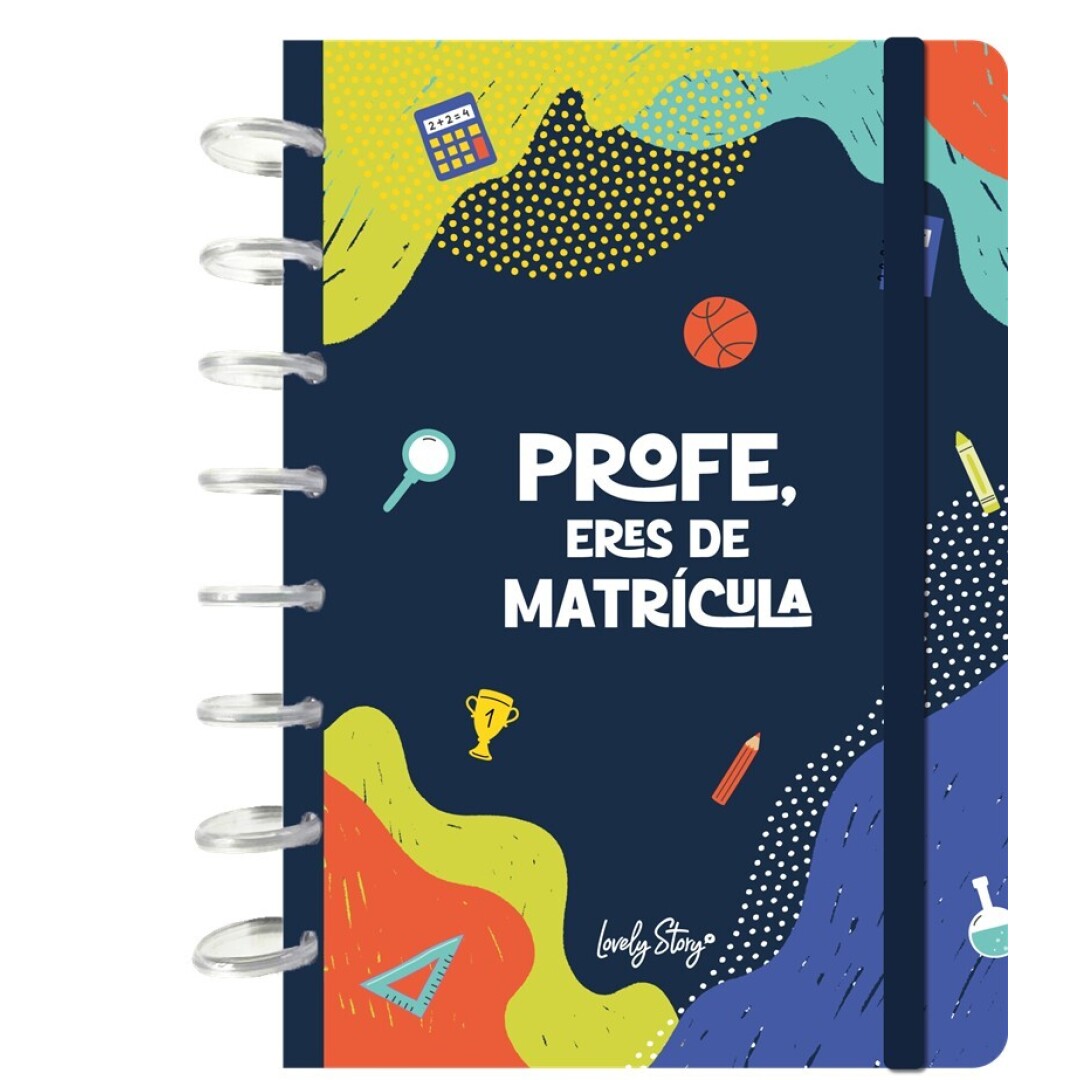 SMART BOOK A5 CON SISTEMA DE DISCOS- 100 HOJAS CUADRICULA 100GR -DARK BLUE- PROFE, ERES DE MATRÍCULA