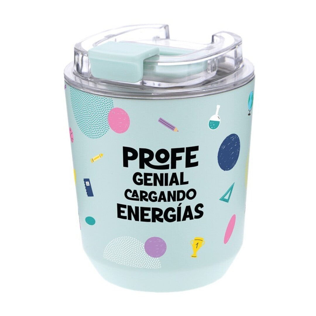 VASOS TÉRMICOS 280ML - MINT - PROFE GENIAL CARGANDO ENERGÍAS