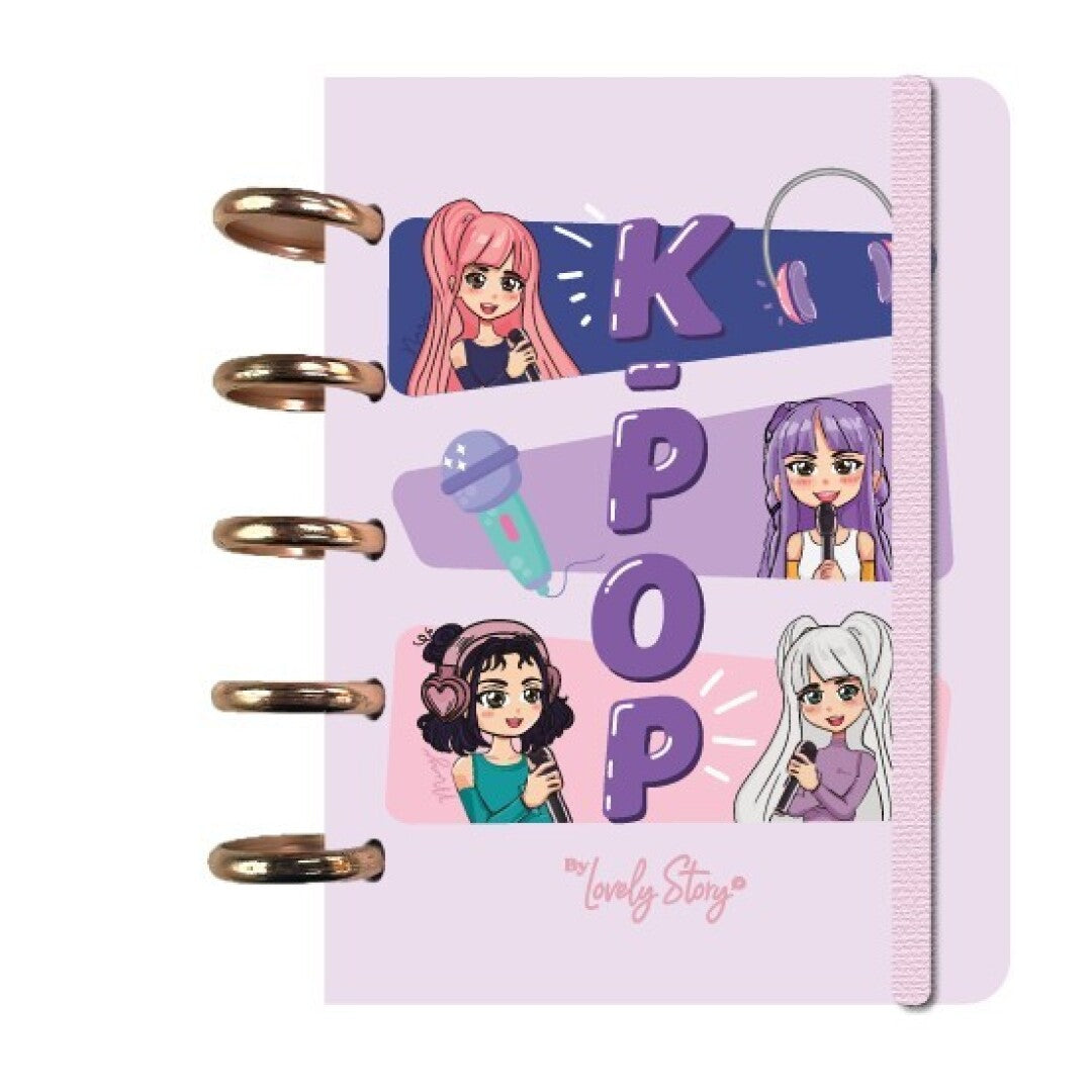 SMART BOOK A6 CON SISTEMA DE DISCOS - 100 HOJAS CUADRICULA 100GR - PINK K-POP