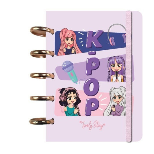 SMART BOOK A6 CON SISTEMA DE DISCOS - 100 HOJAS CUADRICULA 100GR - PINK K-POP