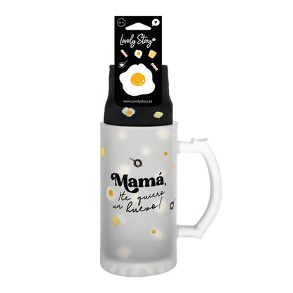 PACK JARRA DE CERVEZA Y CALCETINES - JARRA MAMÁ, TE QUIERO UN HUEVO + CALCETINES EGG