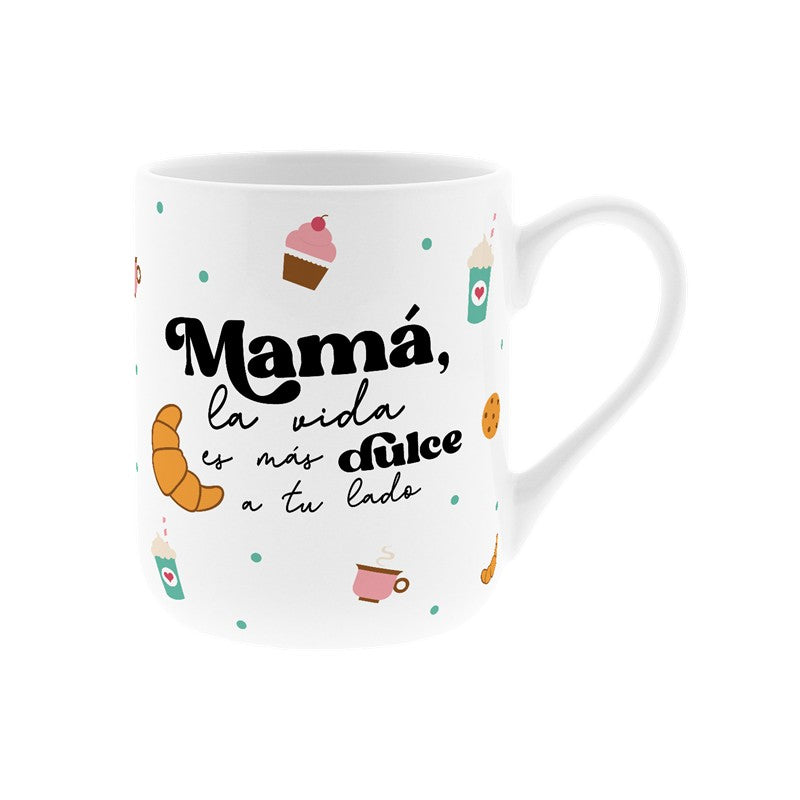 PACK TAZA Y CALCETINES - TAZA MAMÁ, LA VIDA ES MÁS DULCE A TU LADO + CALCETINES YUMMY