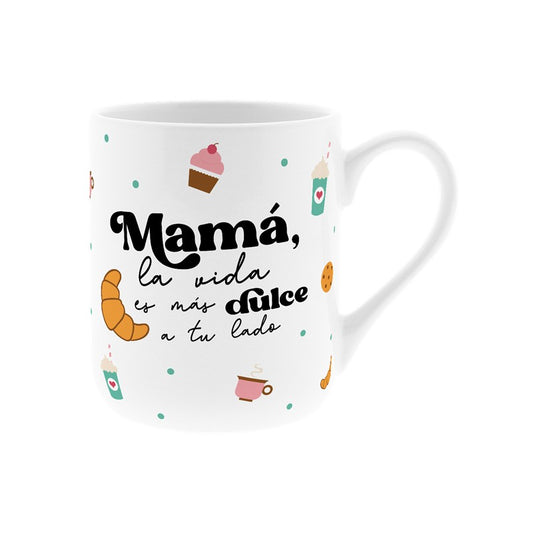 PACK TAZA Y CALCETINES - TAZA MAMÁ, LA VIDA ES MÁS DULCE A TU LADO + CALCETINES YUMMY