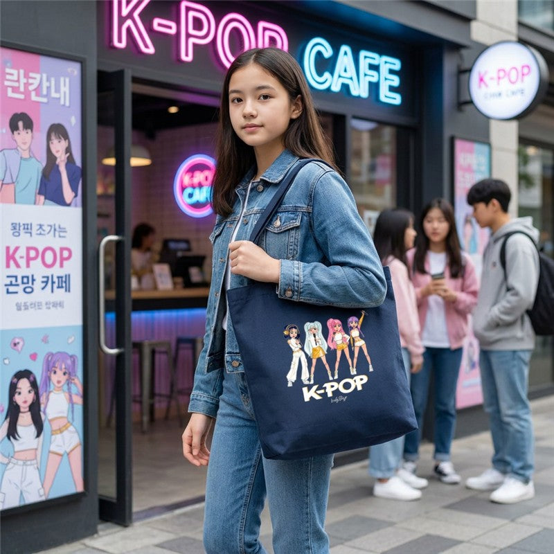 TOTE BAGS COTTON - DARK BLUE - K-POP
