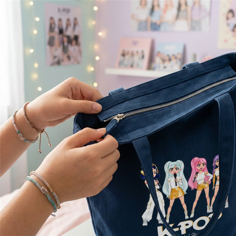 TOTE BAGS COTTON - DARK BLUE - K-POP