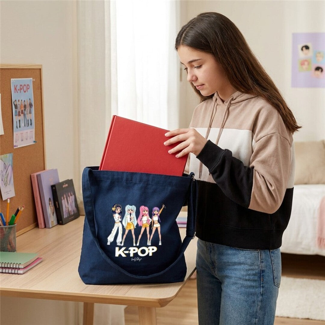 TOTE BAGS COTTON - DARK BLUE - K-POP