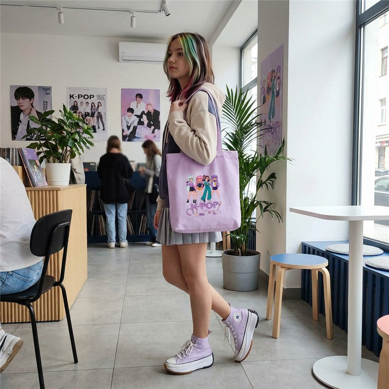 TOTE BAGS COTTON - LILAC - K-POP
