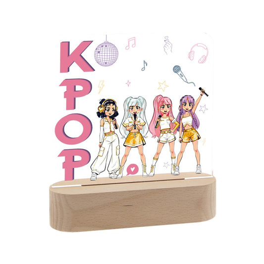 LÁMPARA DE MADERA CON ROTULADOR PERSONALIZABLE CUADRADO /  K-POP