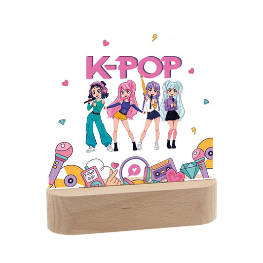 LÁMPARA DE MADERA CON ROTULADOR PERSONALIZABLE CIRCULAR /  K-POP