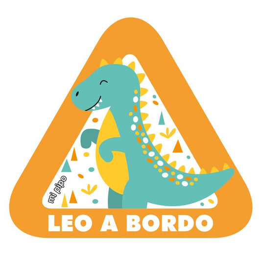 Adhesivo Bebé a bordo Dinosaurio para coche personalizado