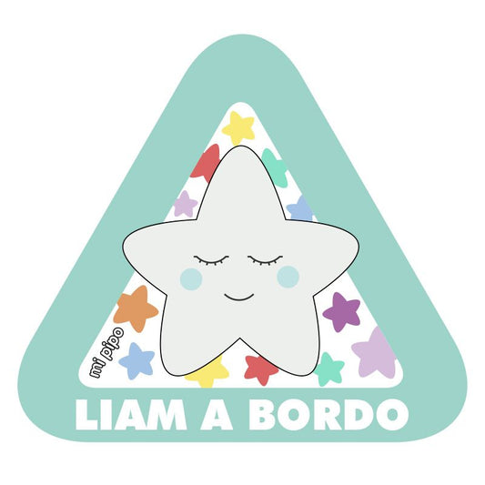 Adhesivo Bebé a bordo Estrella Sonrisa para coche personalizado