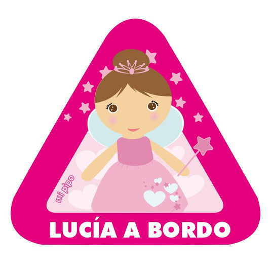 Adhesivo Bebé a bordo Hada para coche personalizado