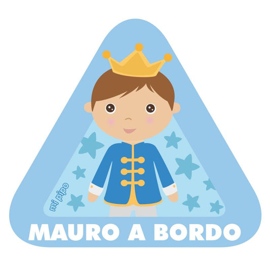 Adhesivo Bebé a bordo Príncipe para coche personalizado