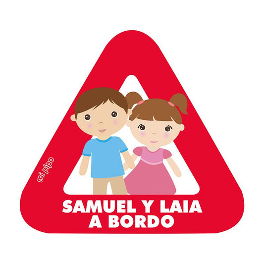 Adhesivo para coche Bebé a bordo 2 herman@s personalizado