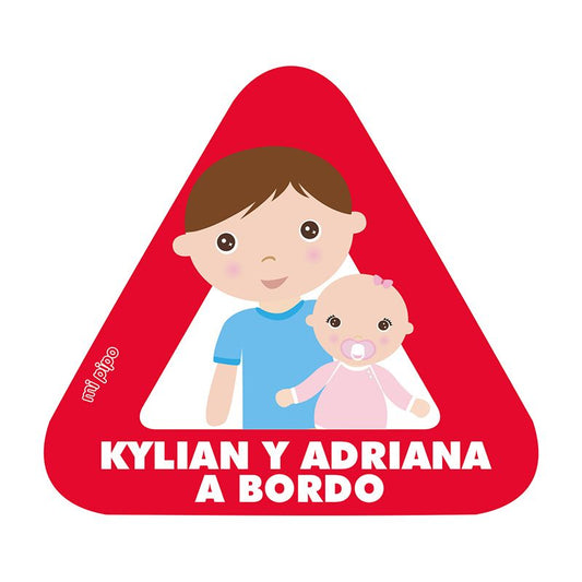 Adhesivo para coche Bebé a bordo Hermano mayor y bebé personalizado