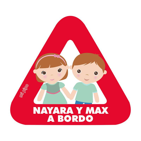 Adhesivo para coche Bebé a bordo Mellizos personalizado