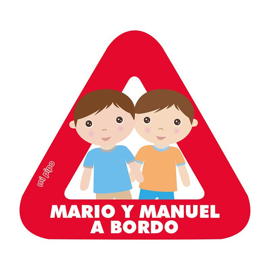 Adhesivo para coche Bebé a bordo Niños gemelos personalizado