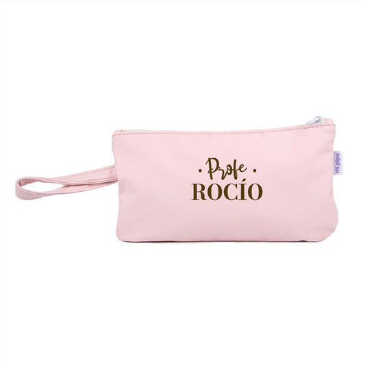 Bolso de Mano Shopper polipiel Rosa Profe/Seño + nombre personalizado