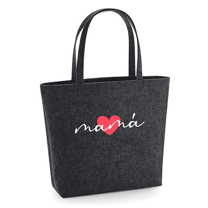 Bolso Shopper fieltro Gris Corazón + Nombre
