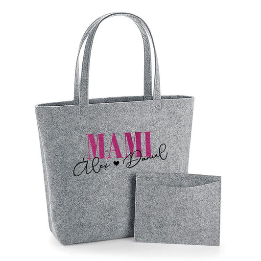 Bolso Shopper fieltro Mami Corazoncito + Nombres