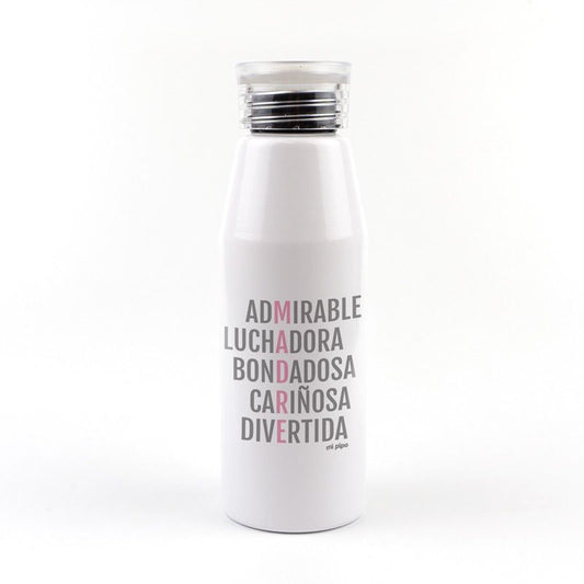 Botella Aluminio divertida Mamá Adjetivos