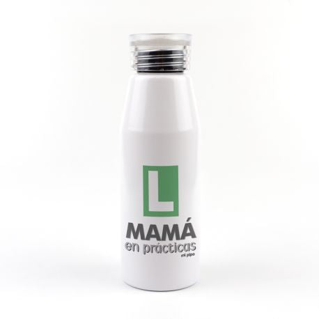Botella Aluminio divertida Mamá en Prácticas