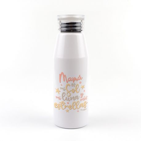 Botella Aluminio divertida Mamá es mi sol, mi luna y mis estrellas