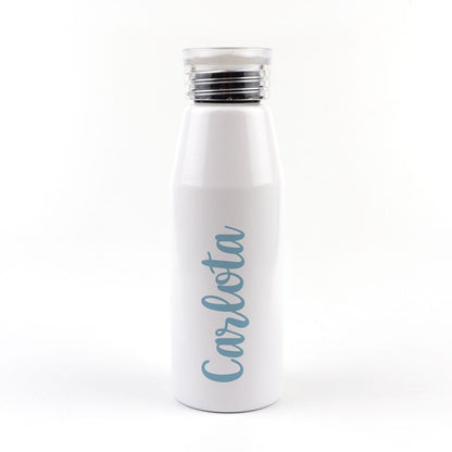 Botella Aluminio personalizada Caligrafía Azul