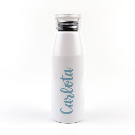 Botella Aluminio personalizada Caligrafía Azul