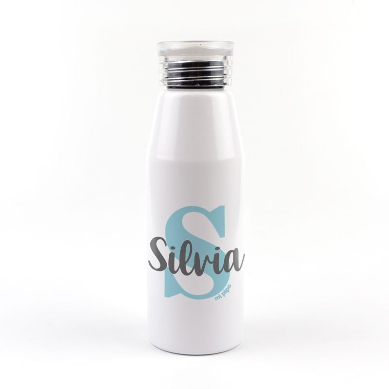 Botella Aluminio personalizada Inicial Azul