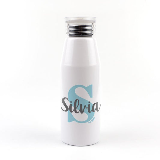 Botella Aluminio personalizada Inicial Azul