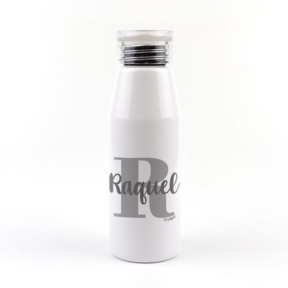 Botella Aluminio personalizada Inicial Gris