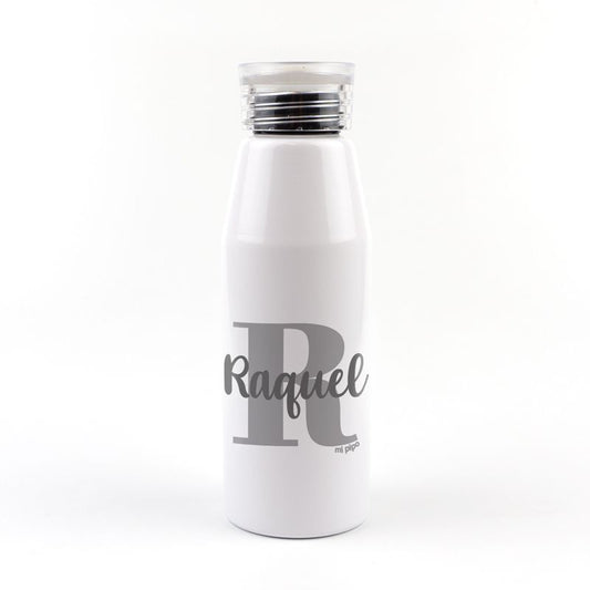 Botella Aluminio personalizada Inicial Gris