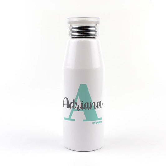 Botella Aluminio personalizada Inicial Menta