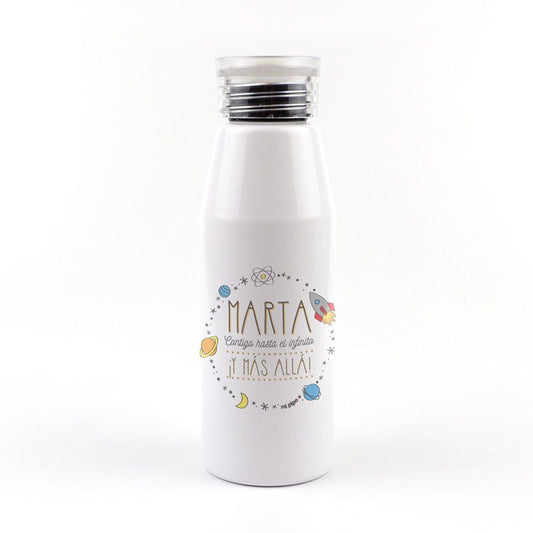 Botella Aluminio personalizada (Nombre) contigo hasta el infinito y más allá
