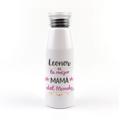 Botella Aluminio personalizada (Nombre) eres la mejor Mamá del Mundo