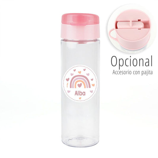 Botella Arcoíris Blush Rosa 600ml personalizada