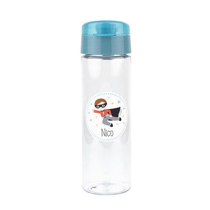 Botella Superhéroe Azul 600ml personalizada
